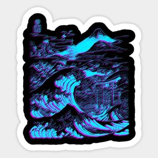 Great Japanese wave on Mount Fuji Sticker